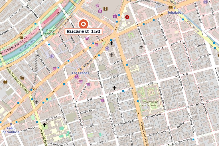 Mapa de la oficina de PagoSiniestros en Bucarest 150, Providencia, Santiago